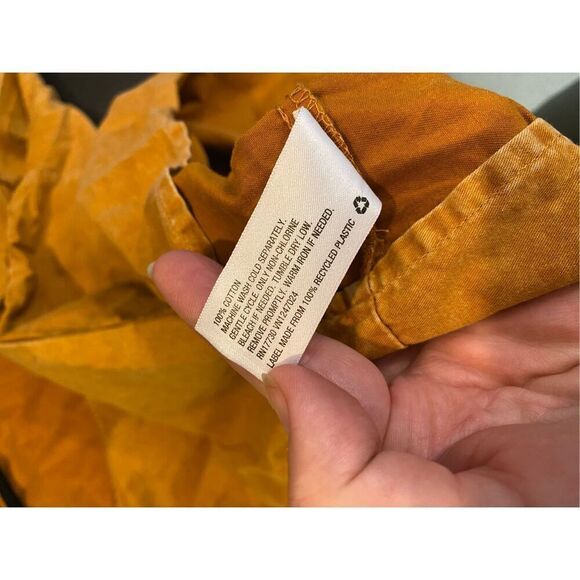 AVA & VIV Pumpkin Burnt Orange 100% Cotton Scoop Neck 3/4 Puff Sleeve Knee-lengt - Picture 14 of 14